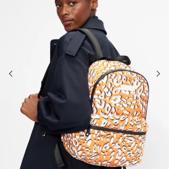 TED BAKER LONDON Leopard Print Puffer Backpack Yellow NWT - Picture 1 of 4